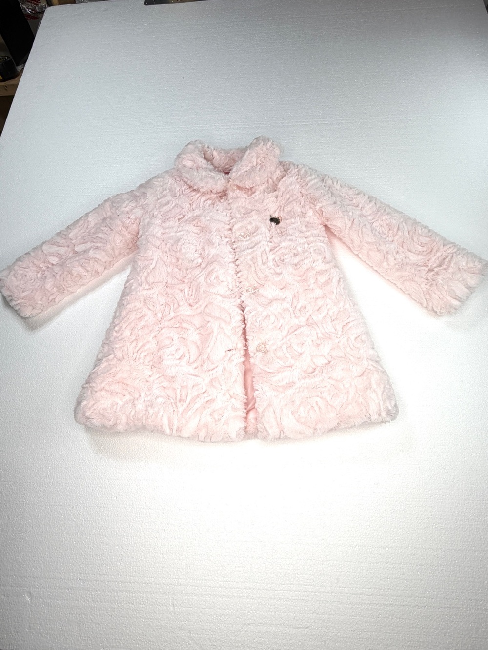 Juicy Couture Light Pink Faux Fur Rosette Pea Coat